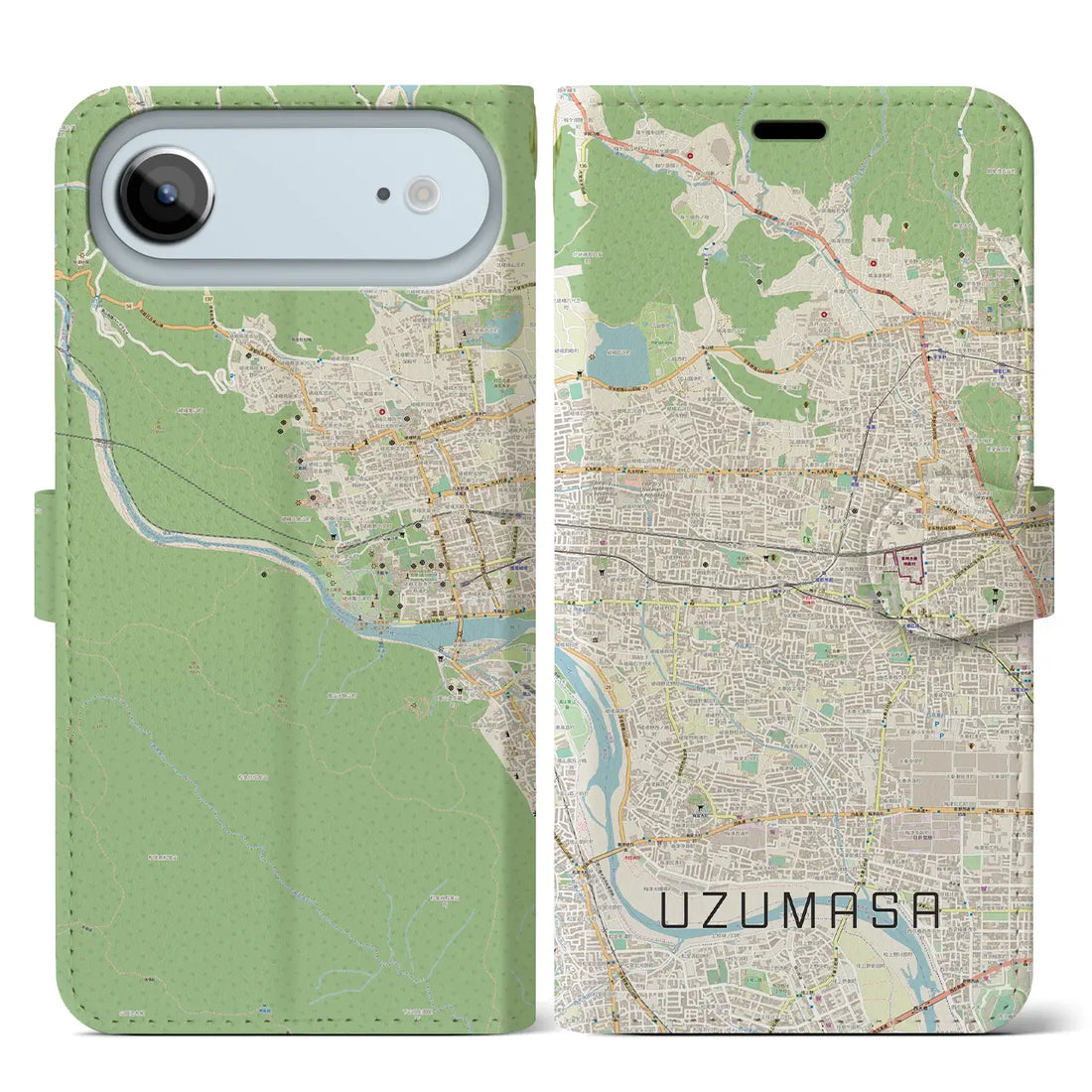 【太秦（京都府）】地図柄iPhoneケース（手帳タイプ）モノトーン・iPhone 17 Pro Max 用