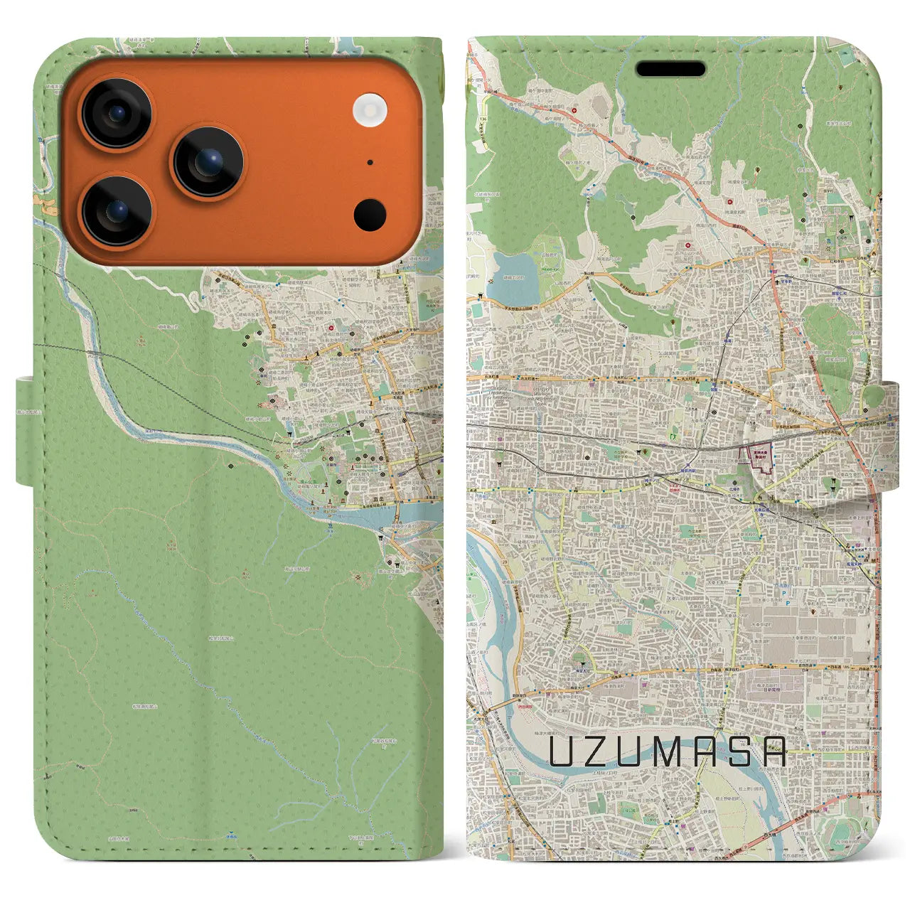 【太秦（京都府）】地図柄iPhoneケース（手帳タイプ）