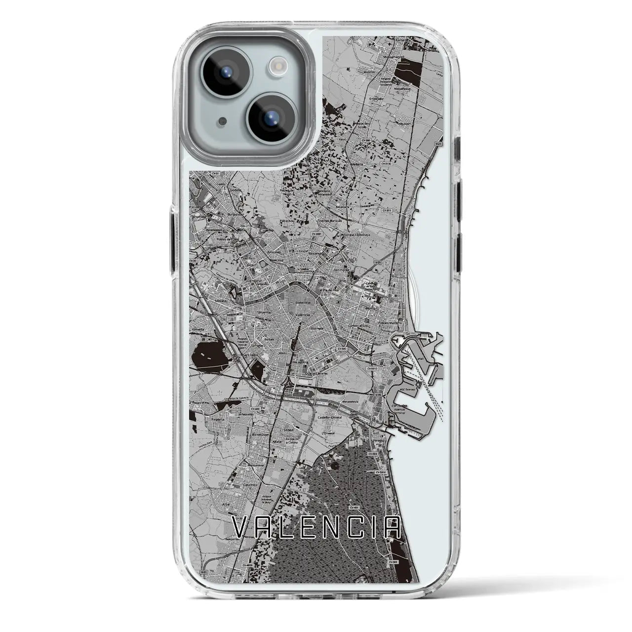 【バレンシア（スペイン）】地図柄iPhoneケース（MagSafeタイプ）