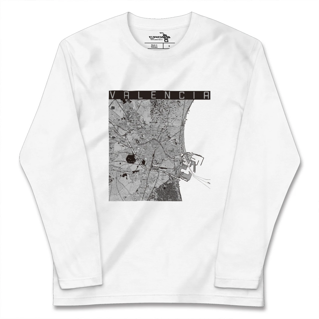 【バレンシア（スペイン）】地図柄ロングスリーブTシャツ