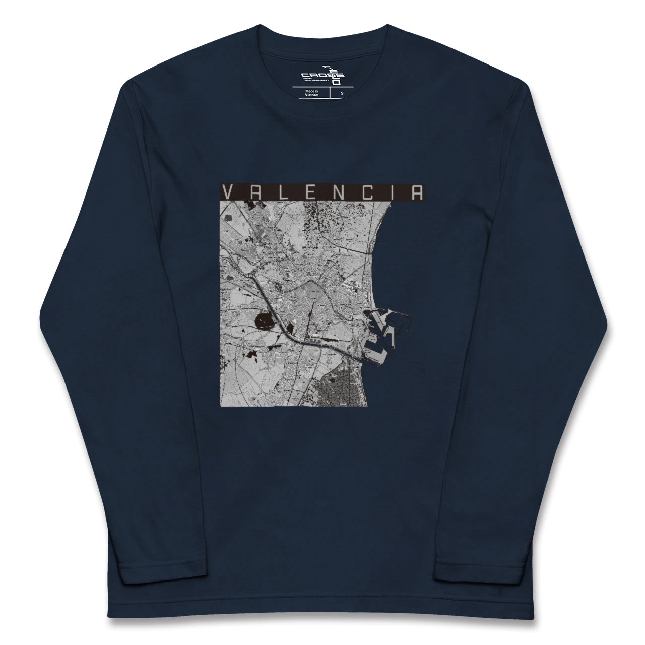 【バレンシア（スペイン）】地図柄ロングスリーブTシャツ