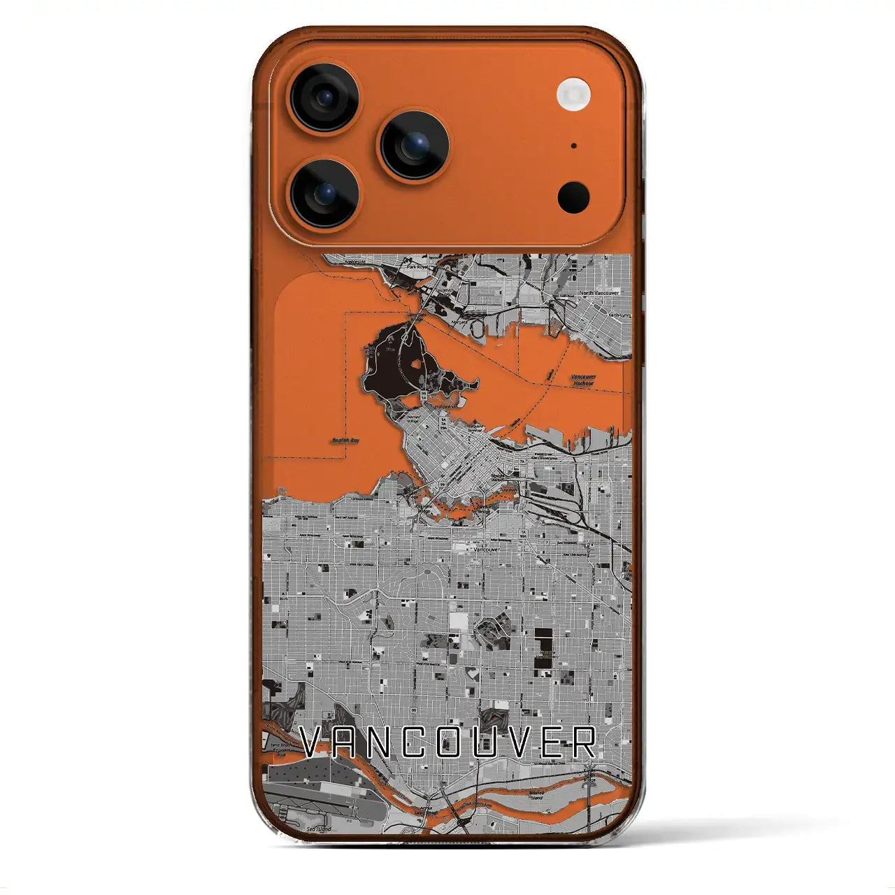 【バンクーバー（カナダ）】地図柄iPhoneケース（クリアタイプ）モノトーン・iPhone 17 Pro Max 用