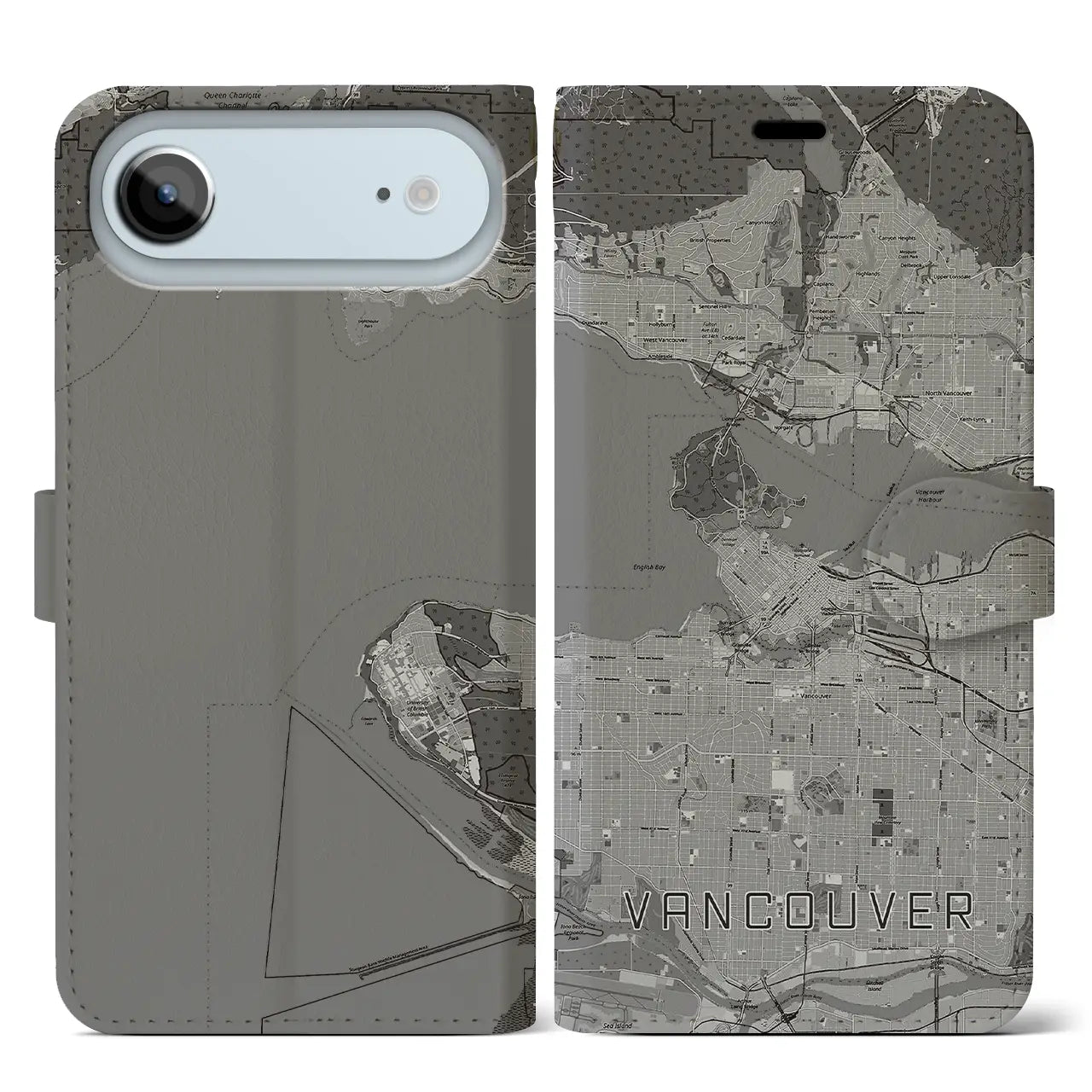【バンクーバー（カナダ）】地図柄iPhoneケース（手帳タイプ）