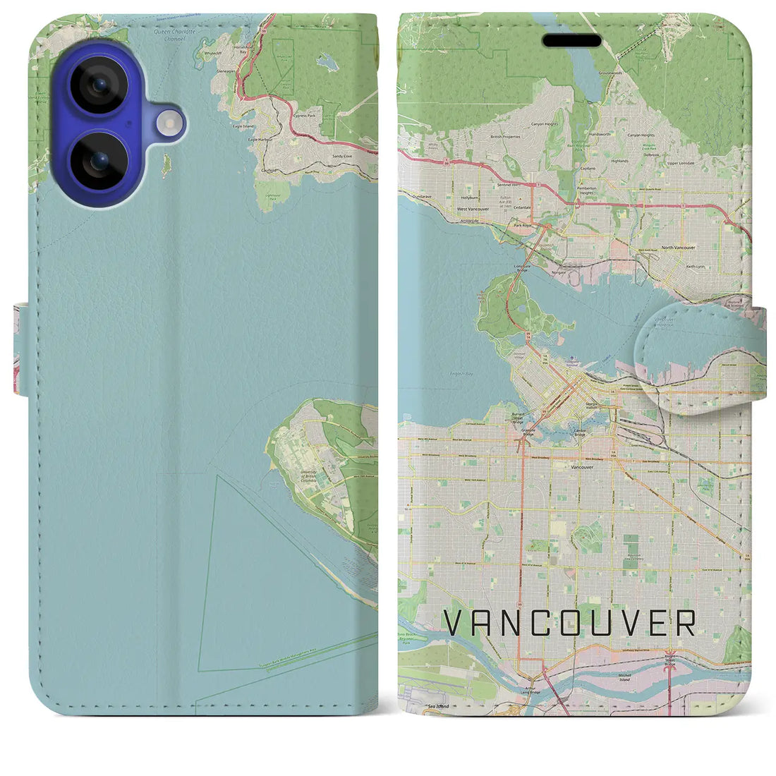 【バンクーバー(カナダ)】地図柄iPhoneケース(手帳タイプ)ナチュラル・iPhone 16 Pro Max 用
