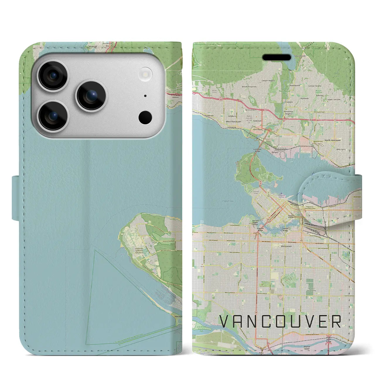 【バンクーバー（カナダ）】地図柄iPhoneケース（手帳タイプ）