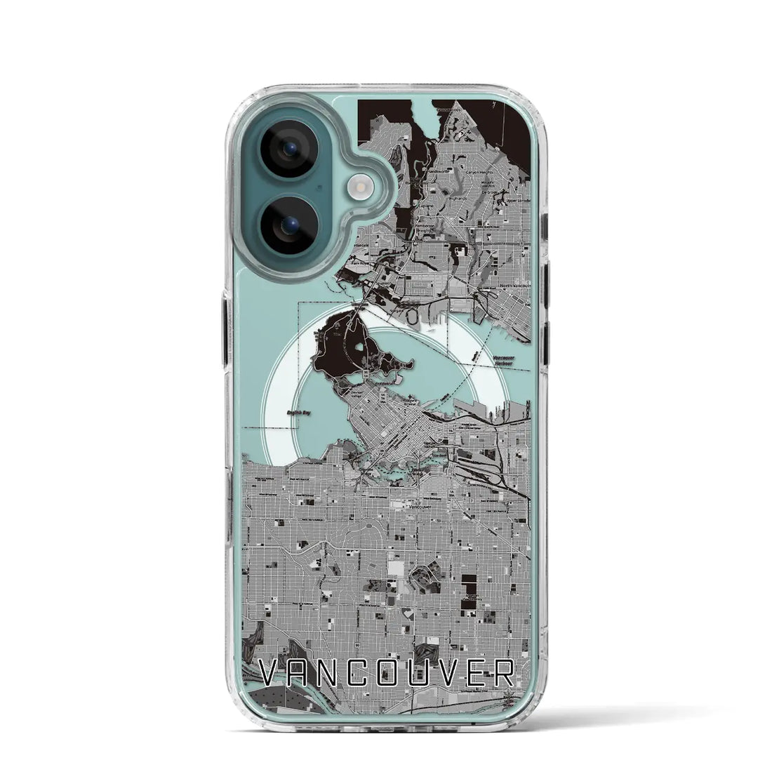 【バンクーバー（カナダ）】地図柄iPhoneケース（MagSafeタイプ）モノトーン・iPhone 16 Pro 用