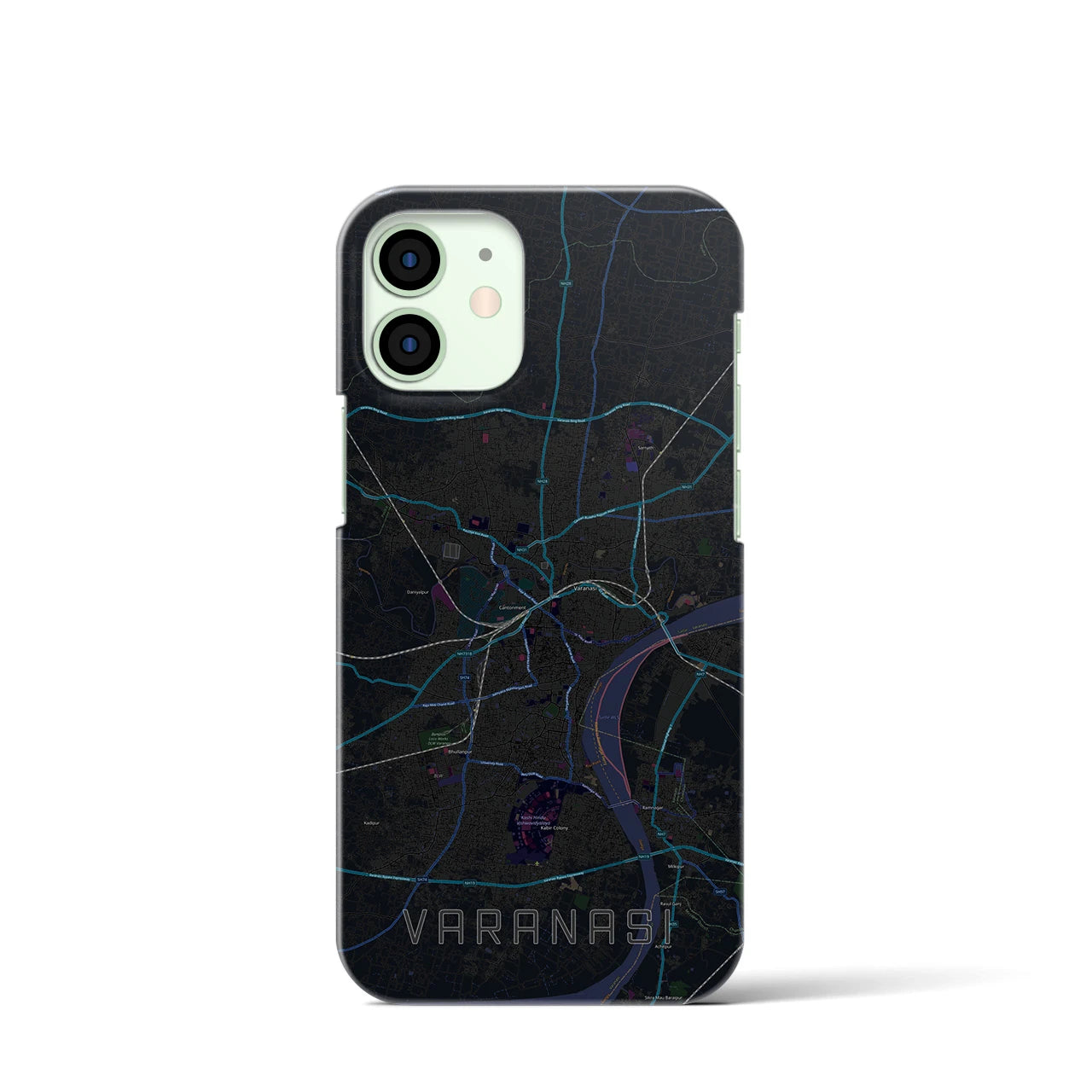 【ヴァーラーナシー（インド）】地図柄iPhoneケース（バックカバータイプ）