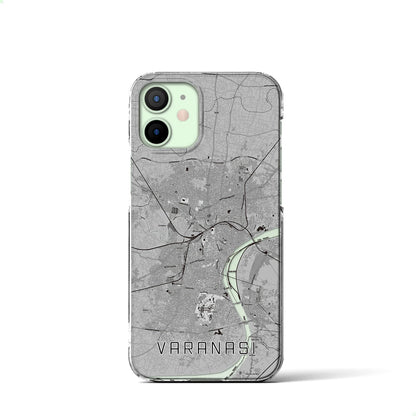 【ヴァーラーナシー（インド）】地図柄iPhoneケース（クリアタイプ）モノトーン・iPhone 12 mini 用