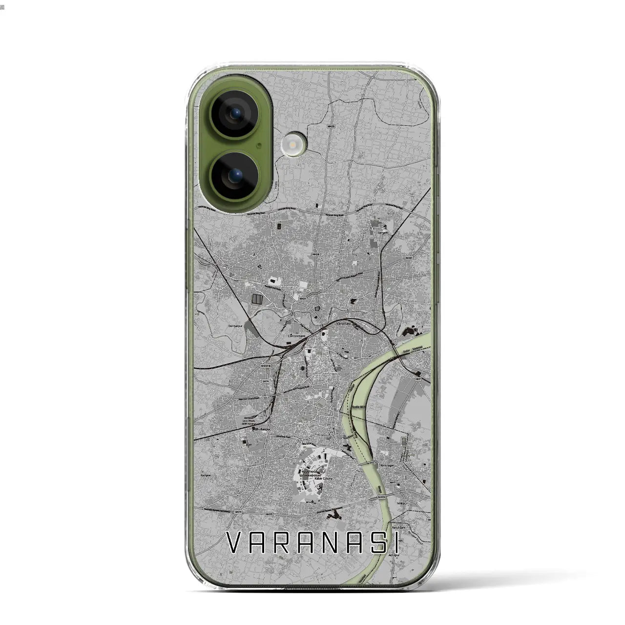 【ヴァーラーナシー（インド）】地図柄iPhoneケース（クリアタイプ）
