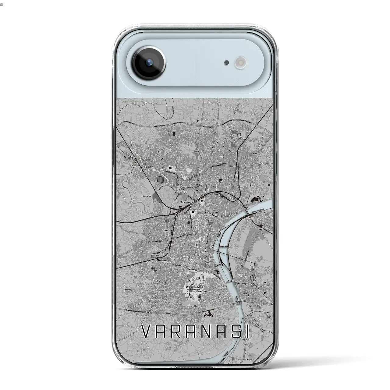 【ヴァーラーナシー（インド）】地図柄iPhoneケース（クリアタイプ）