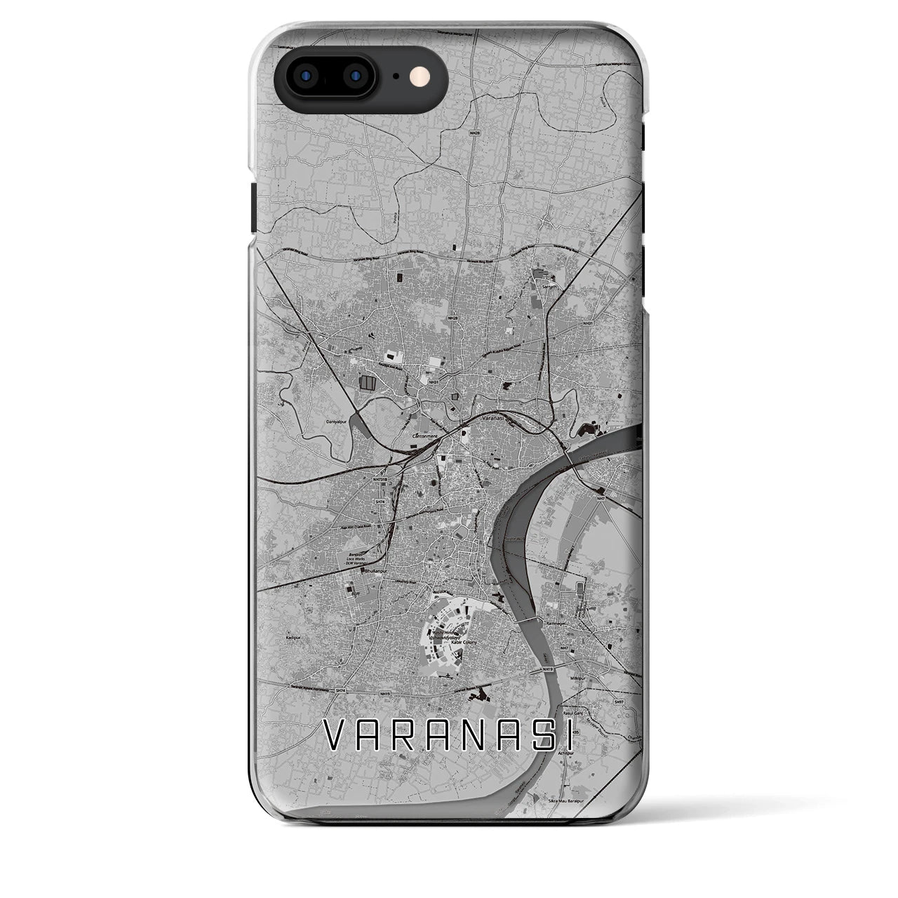 【ヴァーラーナシー（インド）】地図柄iPhoneケース（クリアタイプ）
