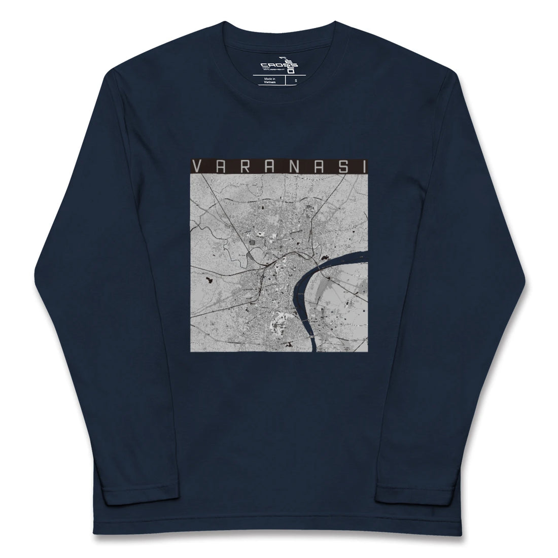 【ヴァーラーナシー(インド)】地図柄ロングスリーブTシャツ