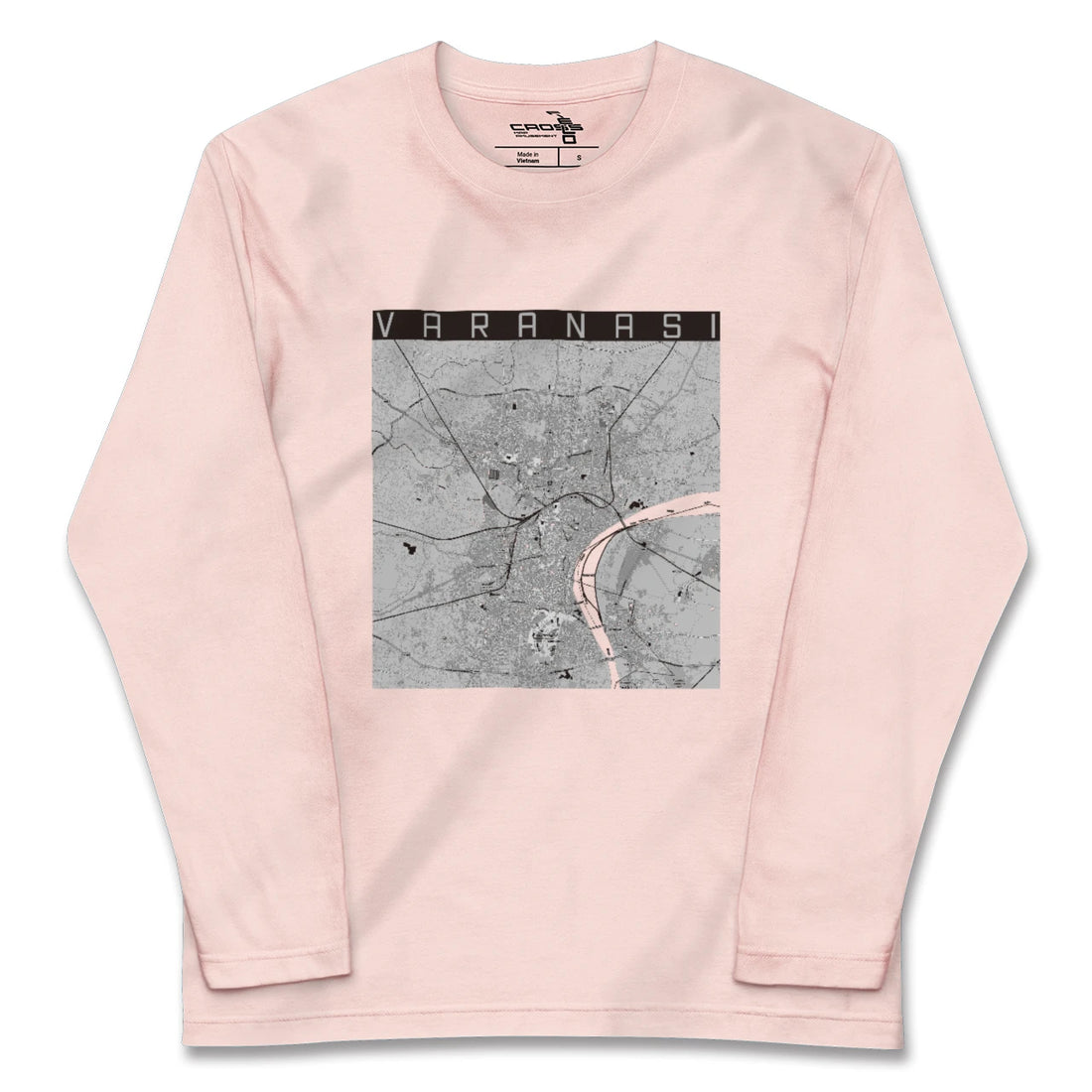 【ヴァーラーナシー(インド)】地図柄ロングスリーブTシャツ