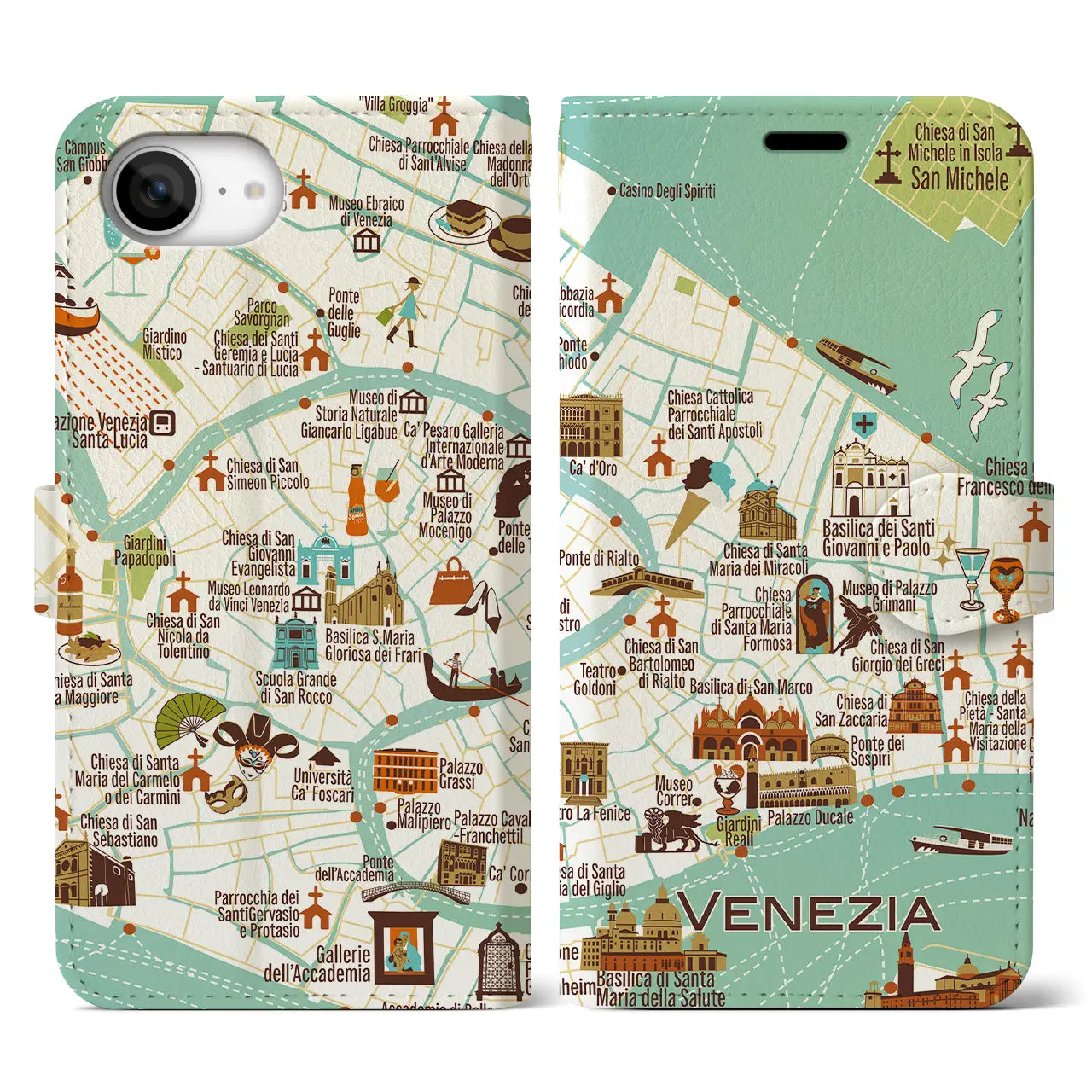 【ヴェネツィア】イラストマップiPhoneケース（手帳タイプ）