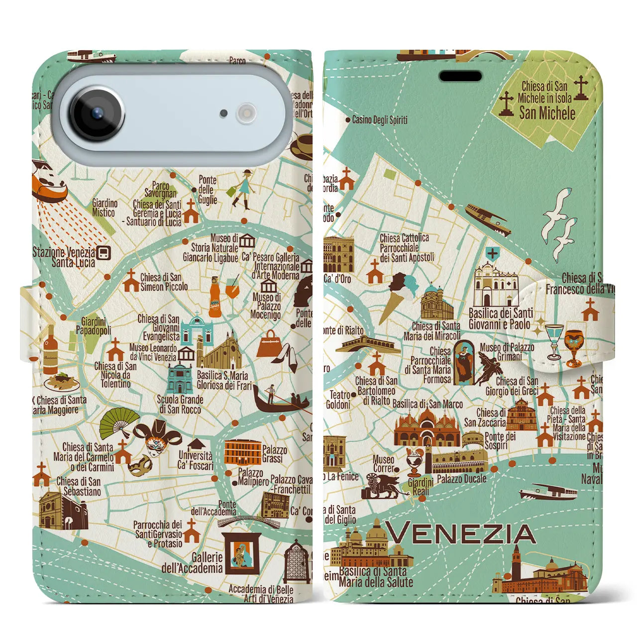 【ヴェネツィア】イラストマップiPhoneケース（手帳タイプ）