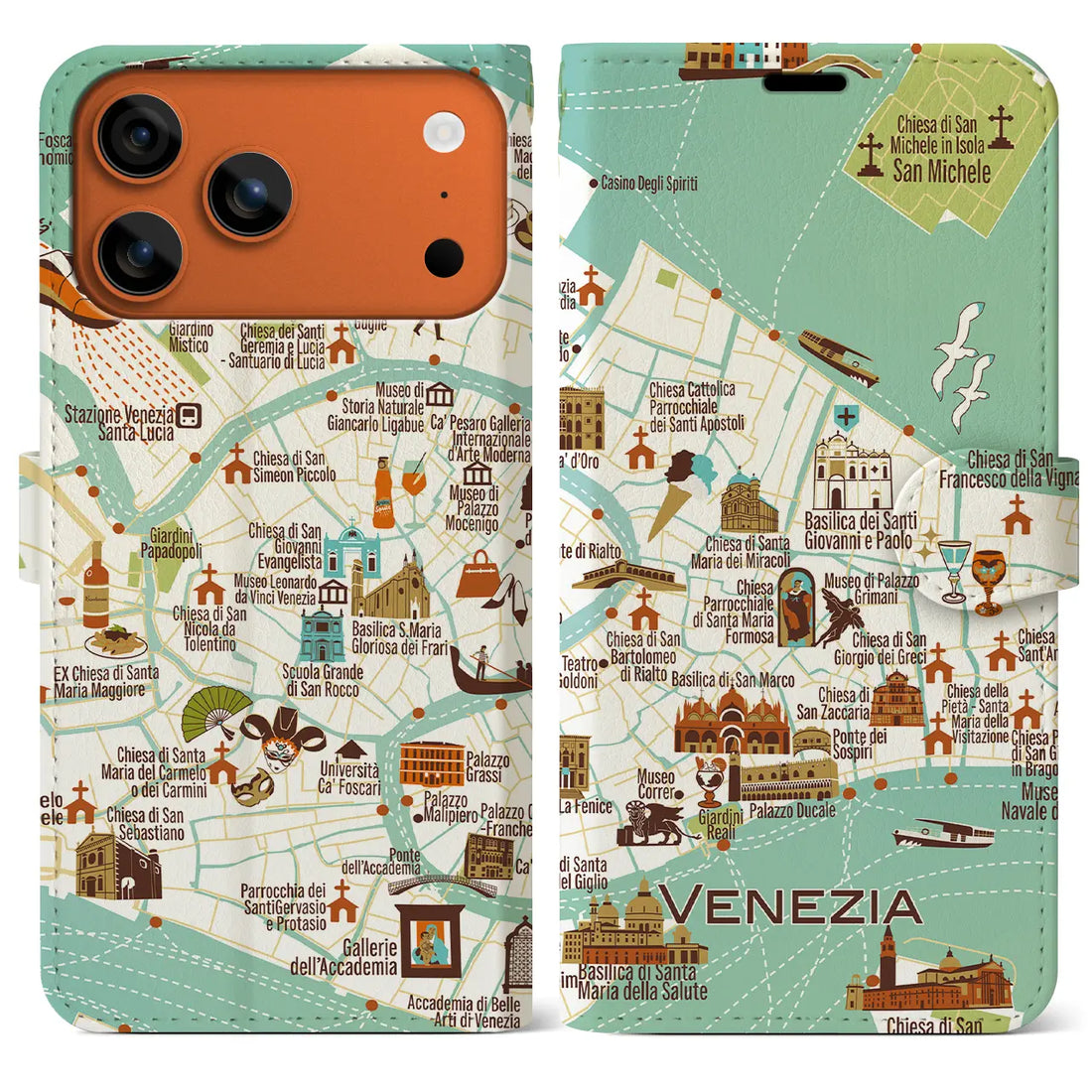 【ヴェネツィア】イラストマップiPhoneケース（手帳タイプ）