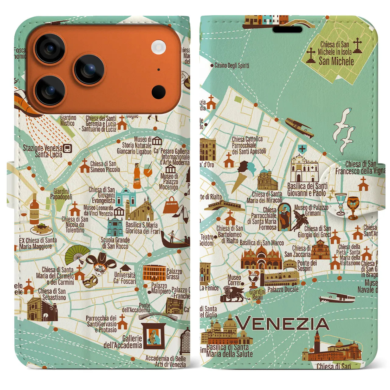 【ヴェネツィア】イラストマップiPhoneケース（手帳タイプ）