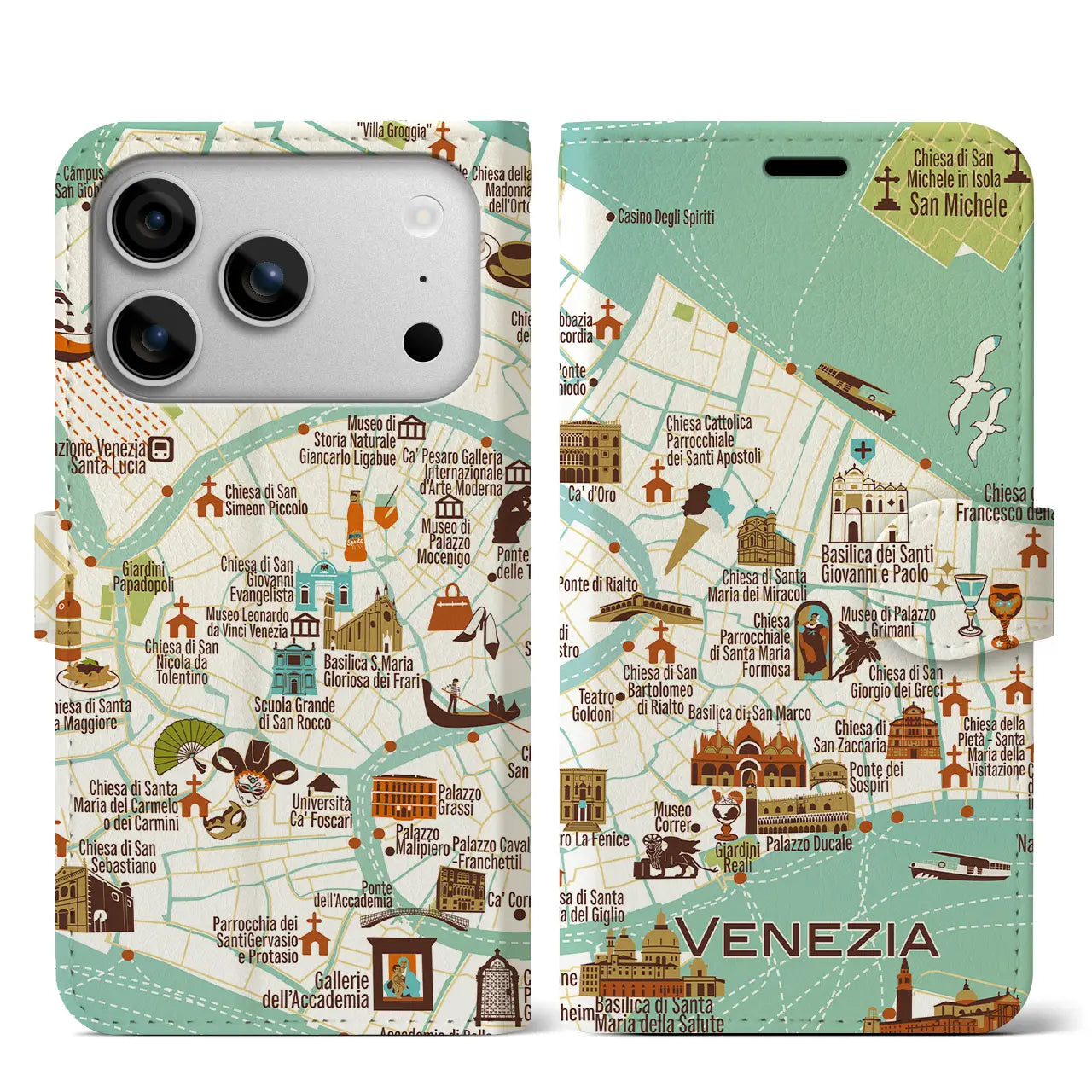 【ヴェネツィア】イラストマップiPhoneケース（手帳タイプ）
