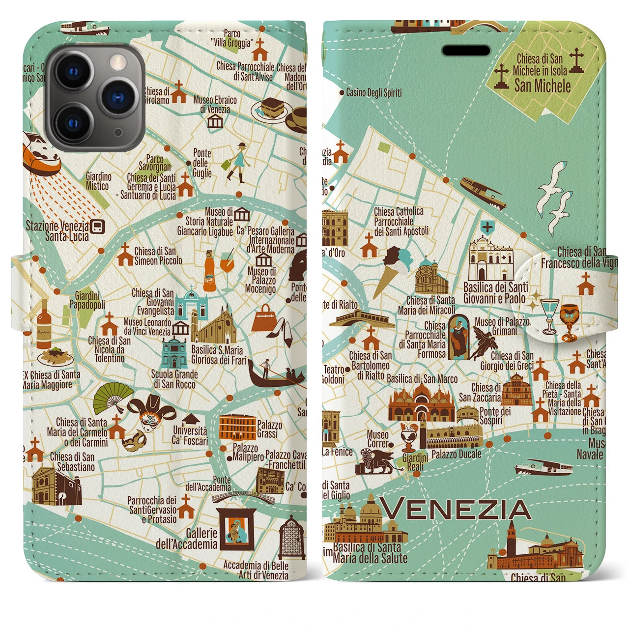 【ヴェネツィア】イラストマップiPhoneケース（手帳タイプ）