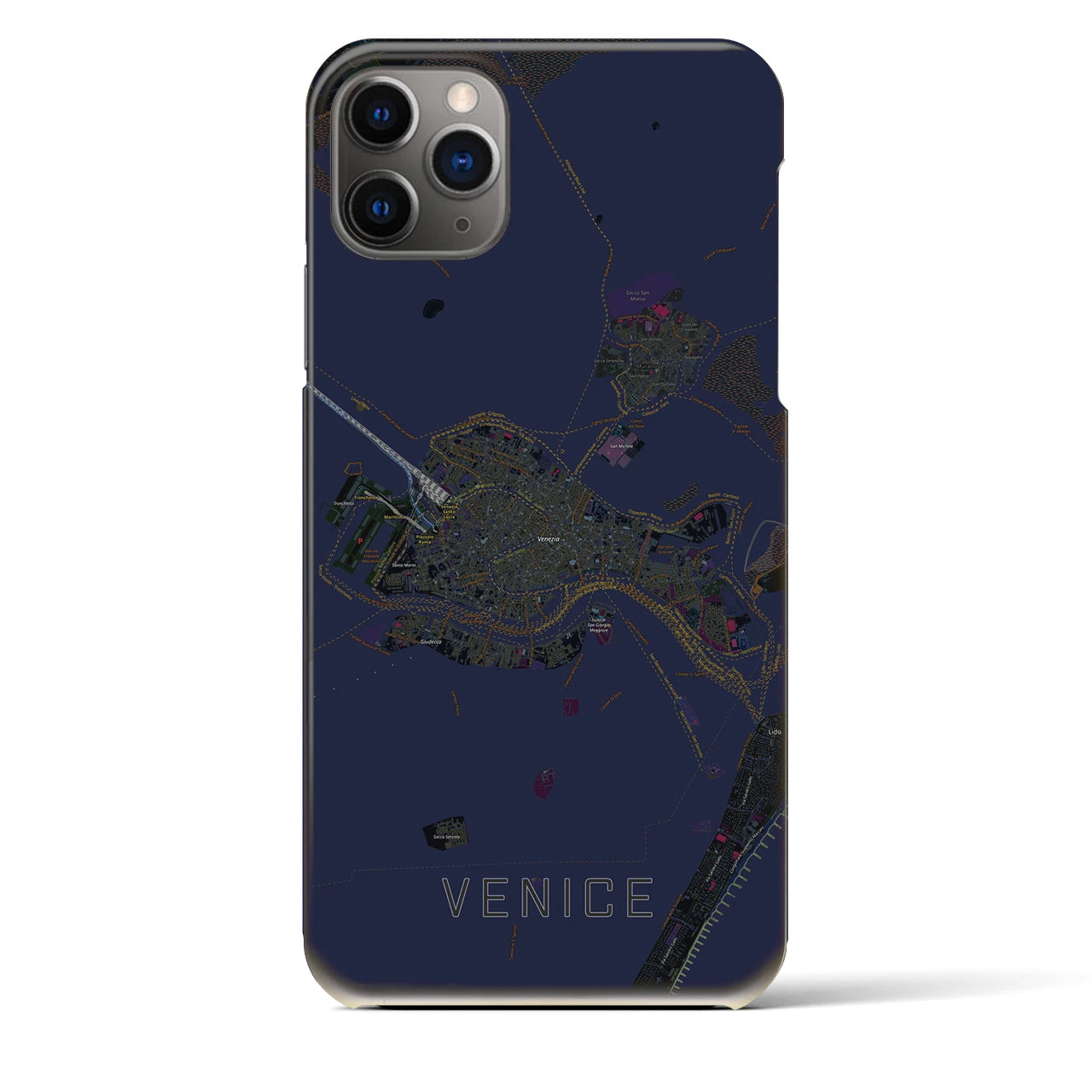 【ヴェネツィア2】地図柄iPhoneケース（バックカバータイプ・ブラック）iPhone 11 Pro Max 用