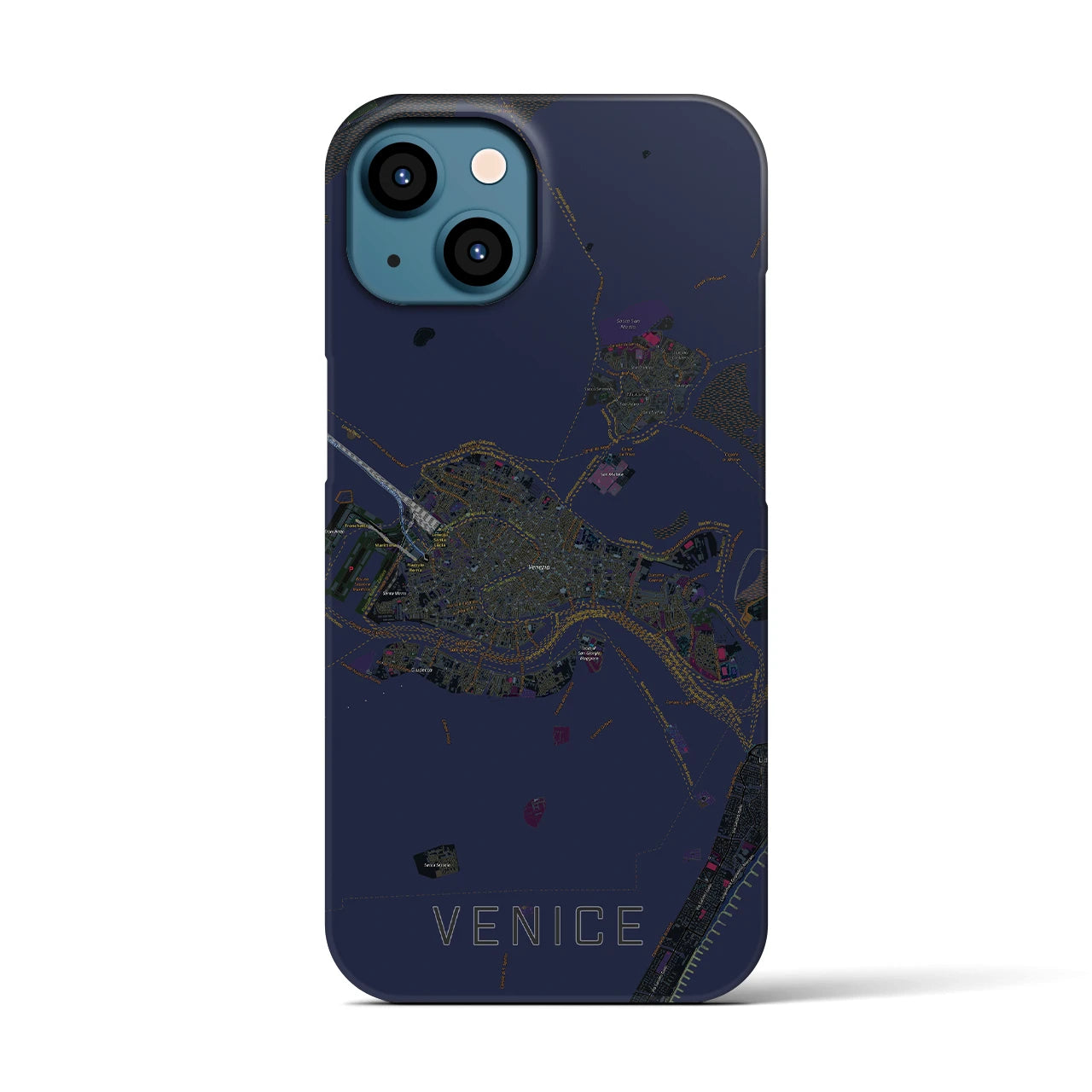 【ヴェネツィア2】地図柄iPhoneケース（バックカバータイプ・ブラック）iPhone 13 用