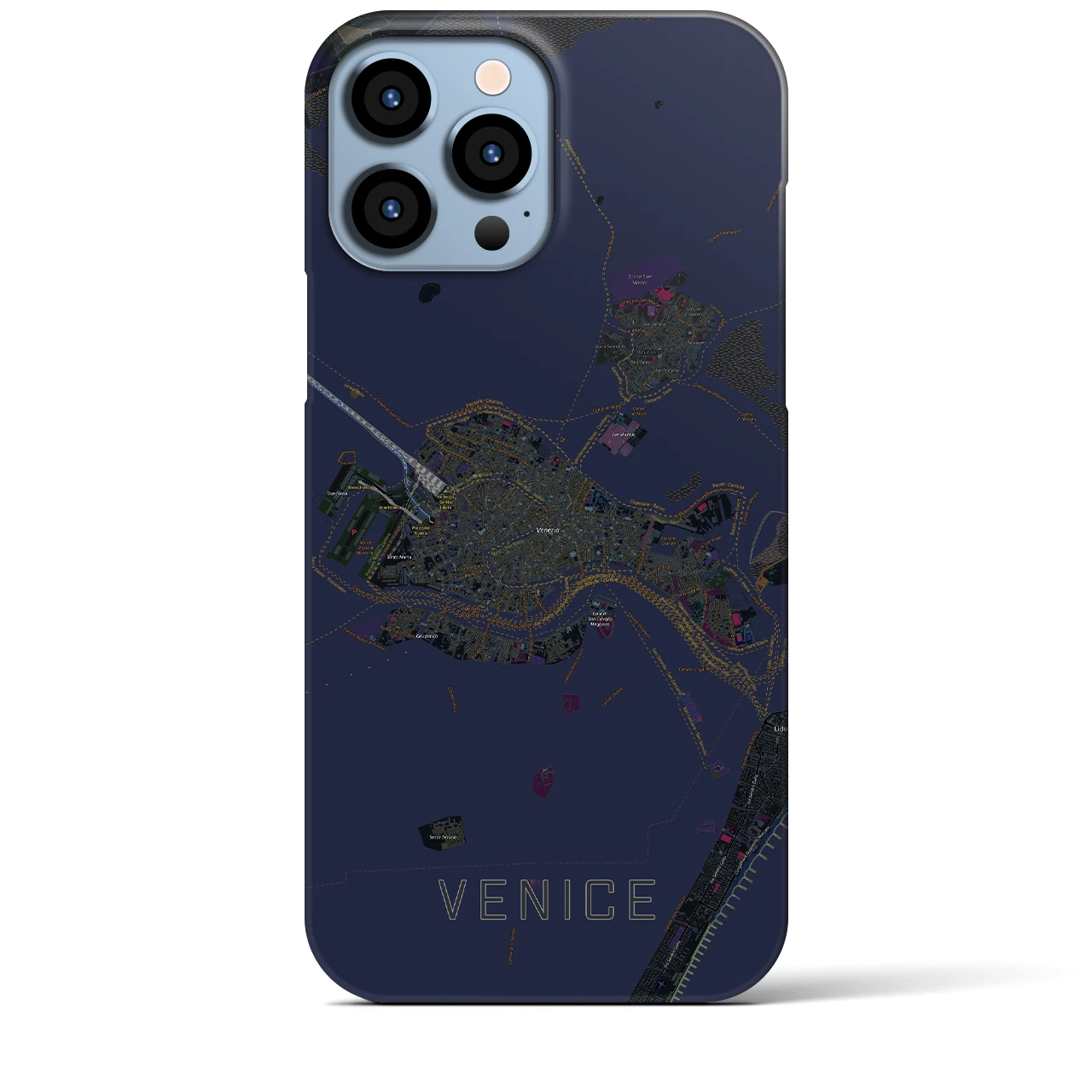 【ヴェネツィア2】地図柄iPhoneケース（バックカバータイプ・ブラック）iPhone 13 Pro Max 用