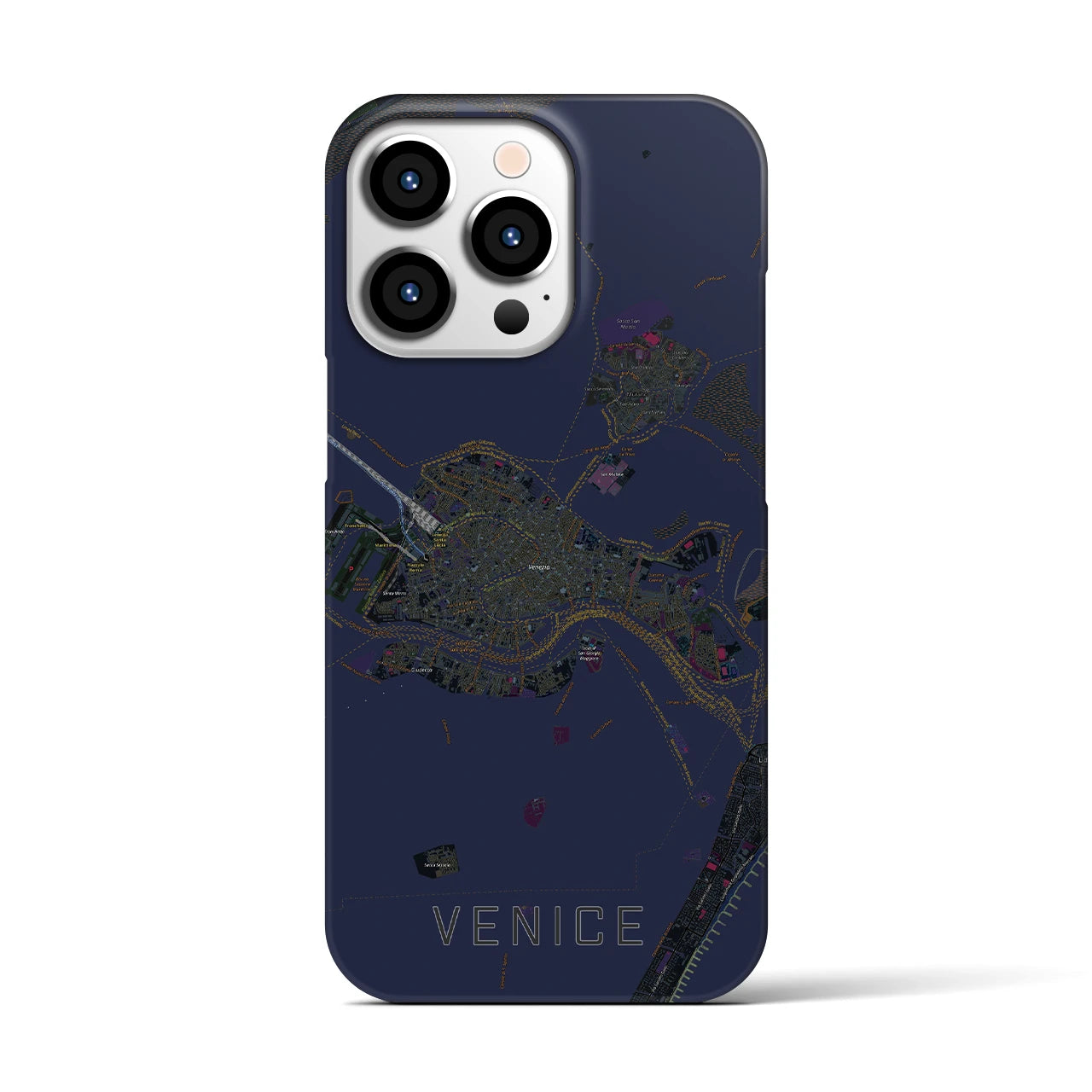 【ヴェネツィア2】地図柄iPhoneケース（バックカバータイプ・ブラック）iPhone 13 Pro 用