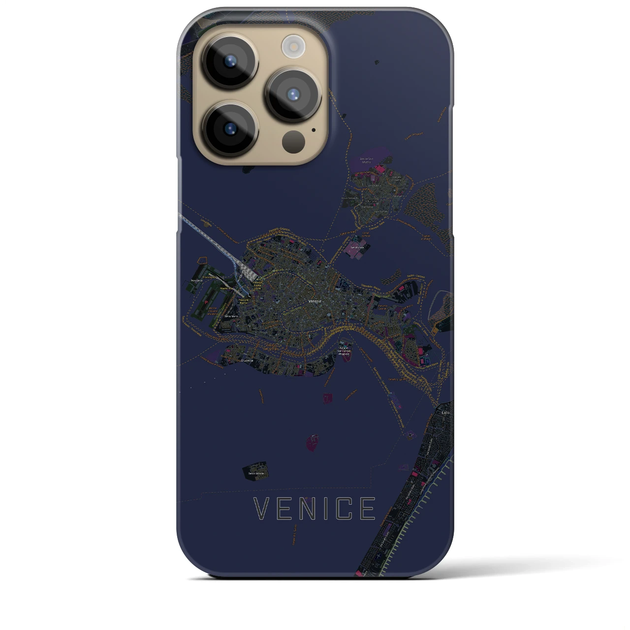 【ヴェネツィア2】地図柄iPhoneケース（バックカバータイプ・ブラック）iPhone 14 Pro Max 用