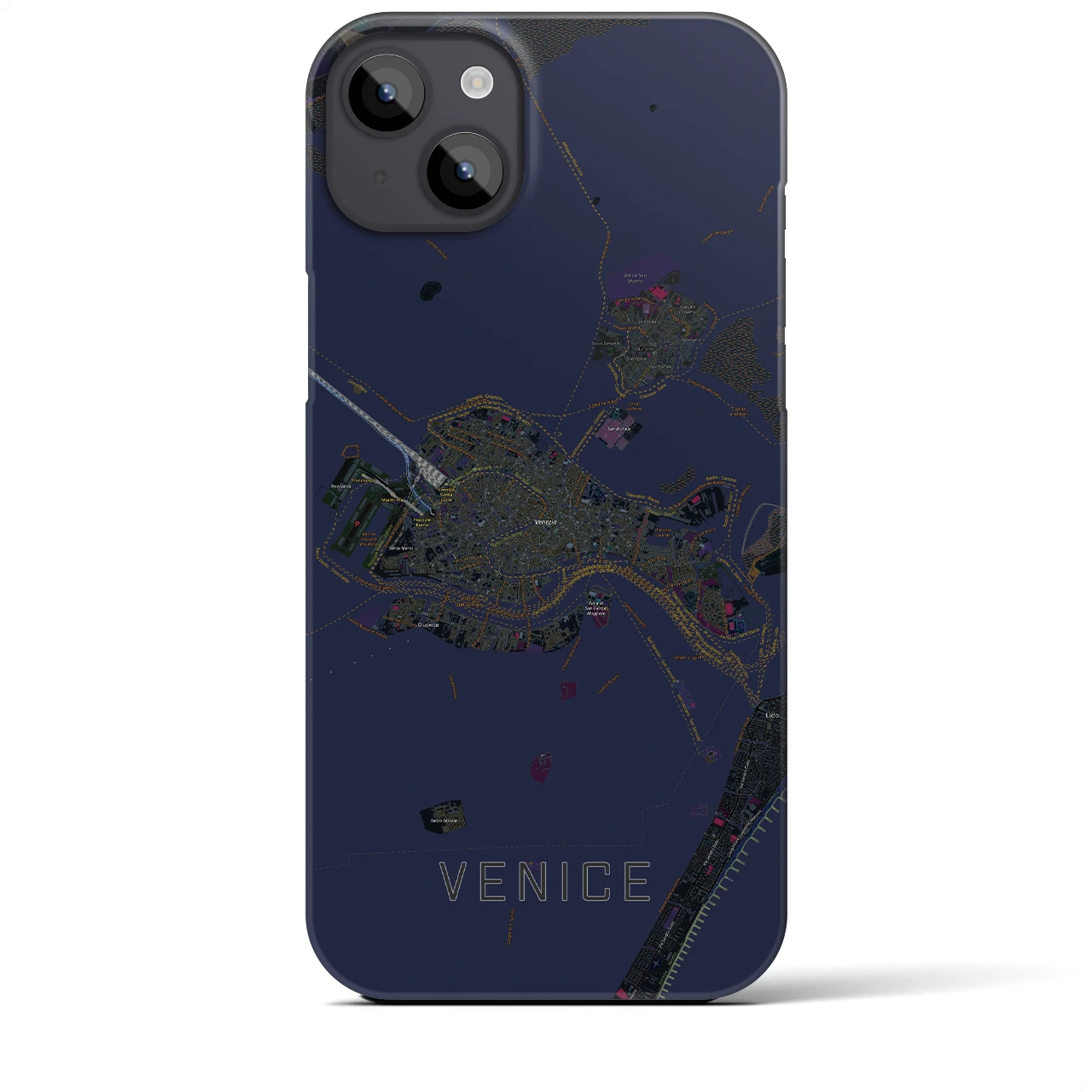 【ヴェネツィア2】地図柄iPhoneケース（バックカバータイプ・ブラック）iPhone 14 Plus 用