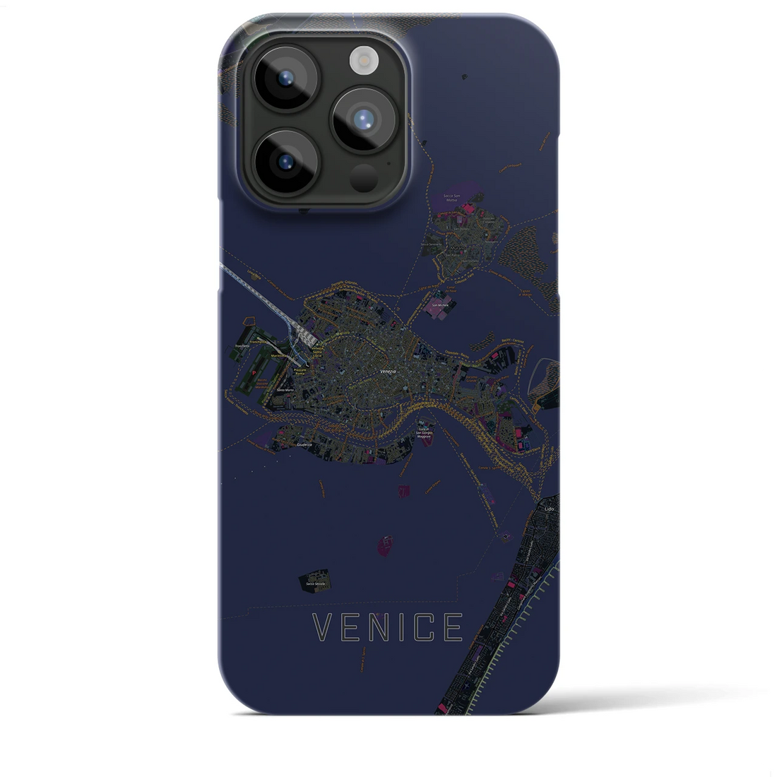 【ヴェネツィア2】地図柄iPhoneケース（バックカバータイプ・ブラック）iPhone 15 Pro Max 用