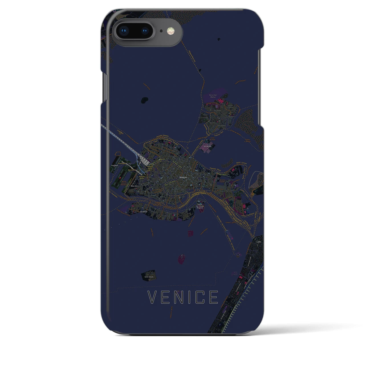 【ヴェネツィア2】地図柄iPhoneケース（バックカバータイプ・ブラック）iPhone 8Plus /7Plus / 6sPlus / 6Plus 用