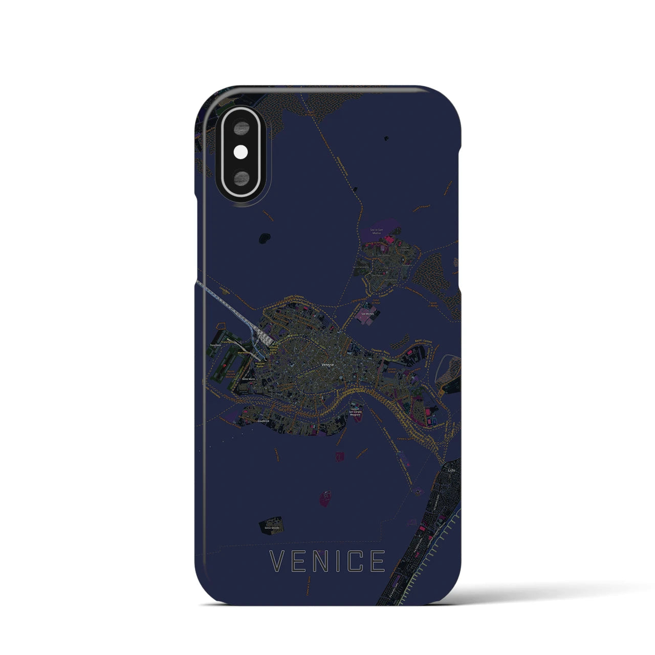 【ヴェネツィア2】地図柄iPhoneケース（バックカバータイプ・ブラック）iPhone XS / X 用