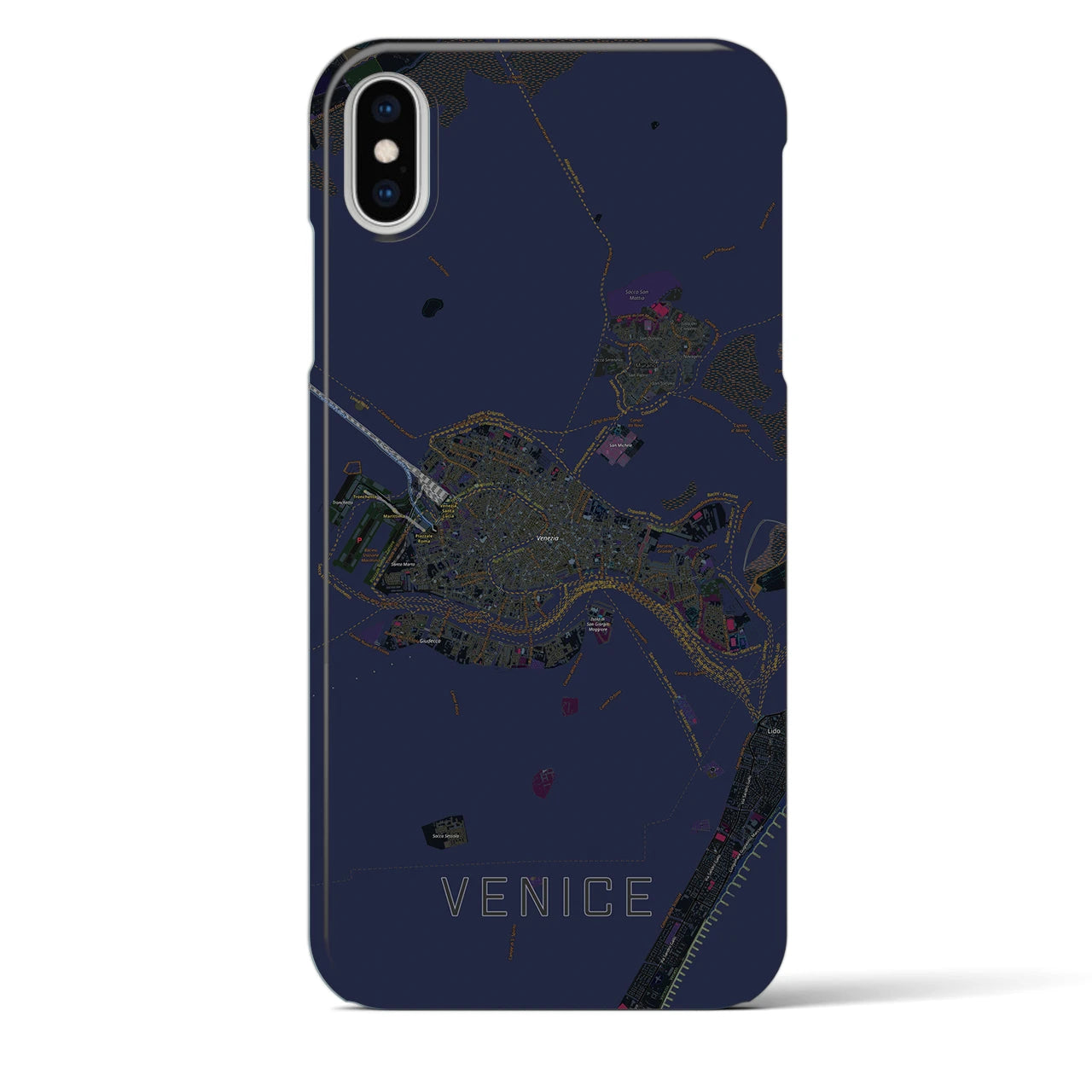 【ヴェネツィア2】地図柄iPhoneケース（バックカバータイプ・ブラック）iPhone XS Max 用