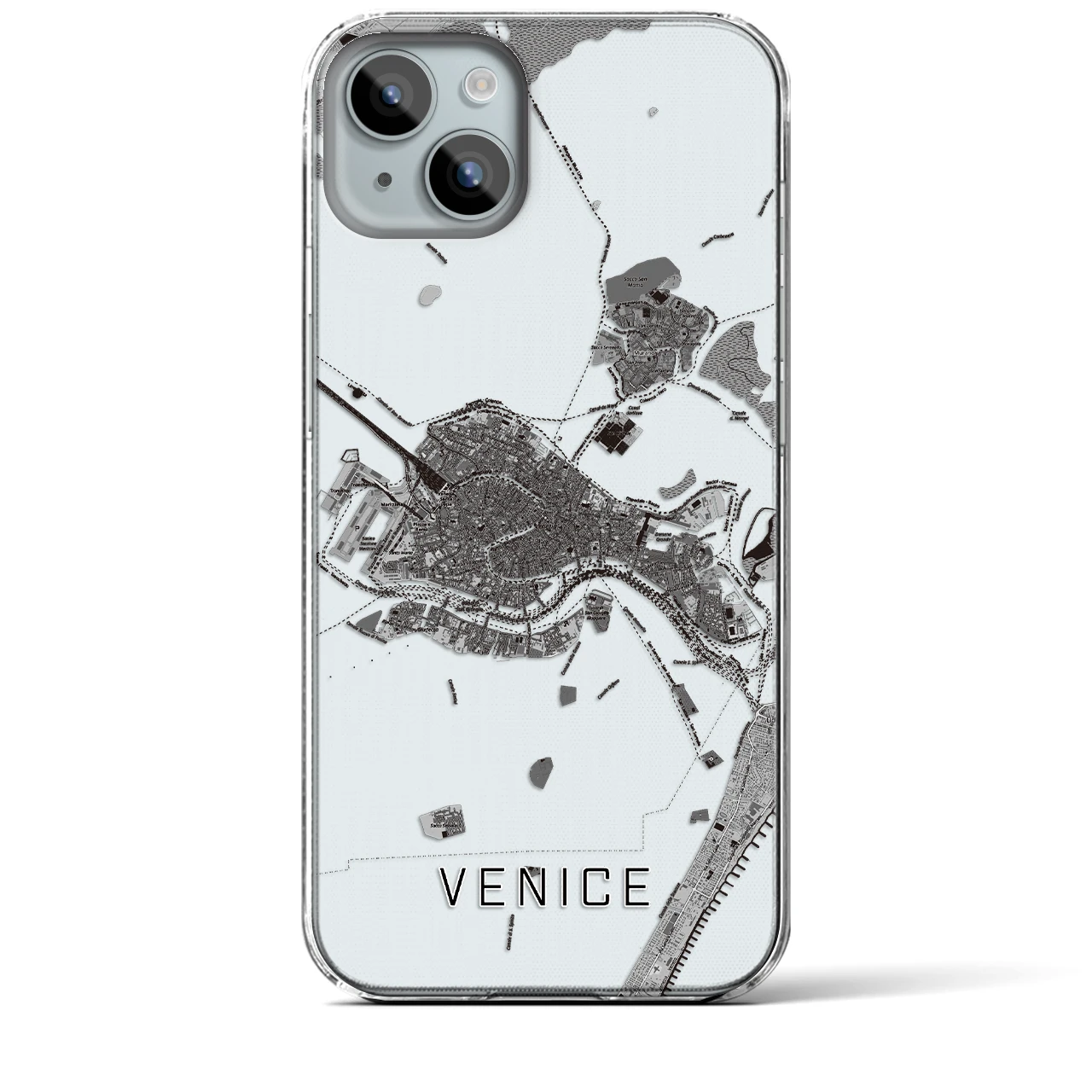 【ヴェネツィア2】地図柄iPhoneケース（クリアタイプ・モノトーン）iPhone 15 Plus 用