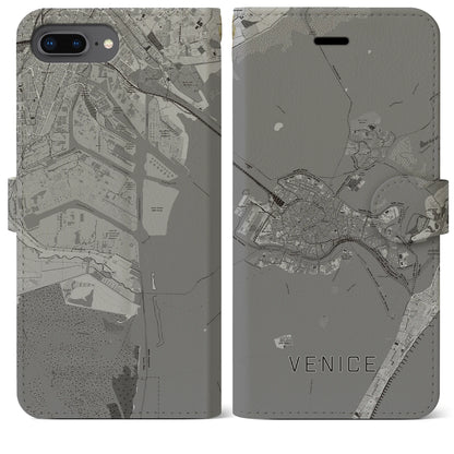 【ヴェネツィア2（イタリア）】地図柄iPhoneケース（手帳タイプ）モノトーン・iPhone 8Plus /7Plus / 6sPlus / 6Plus 用