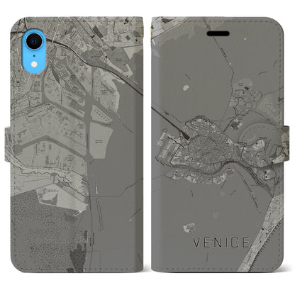 【ヴェネツィア2（イタリア）】地図柄iPhoneケース（手帳タイプ）モノトーン・iPhone XR 用