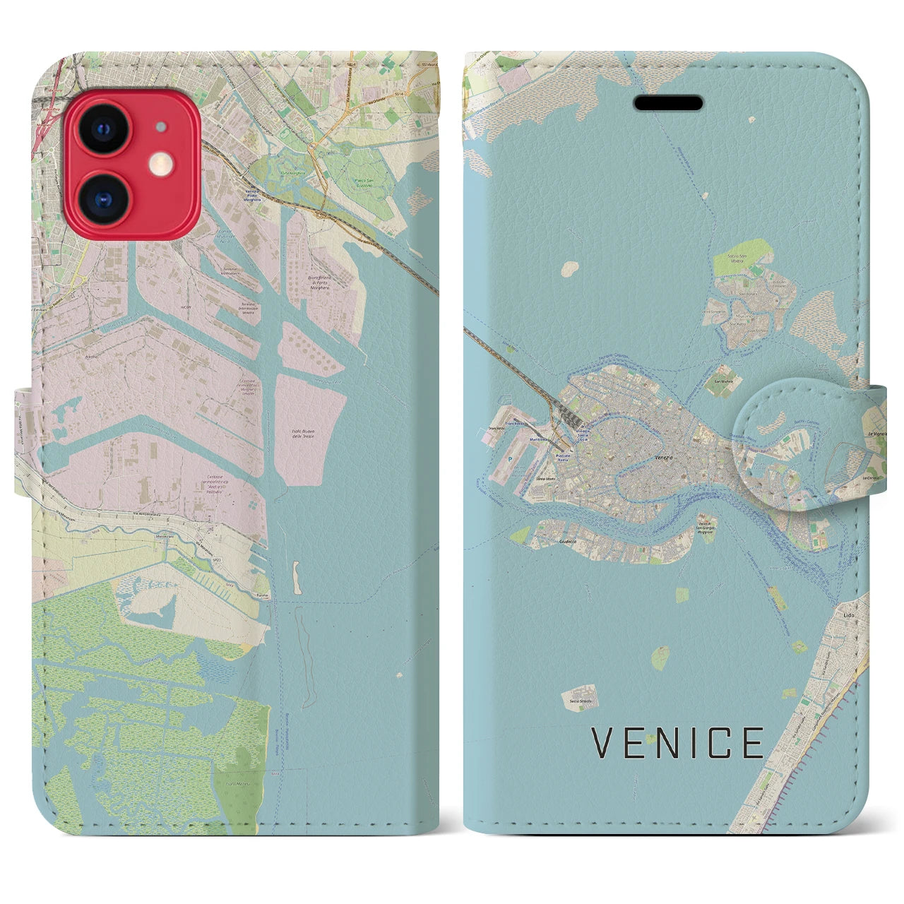 【ヴェネツィア2】地図柄iPhoneケース（手帳両面タイプ・ナチュラル）iPhone 11 用