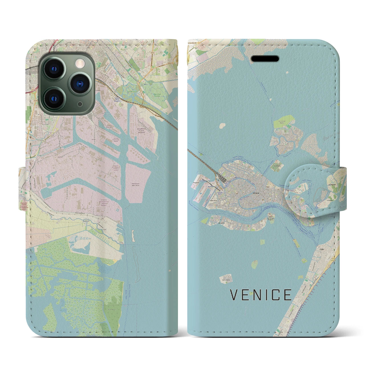 【ヴェネツィア2】地図柄iPhoneケース（手帳両面タイプ・ナチュラル）iPhone 11 Pro 用