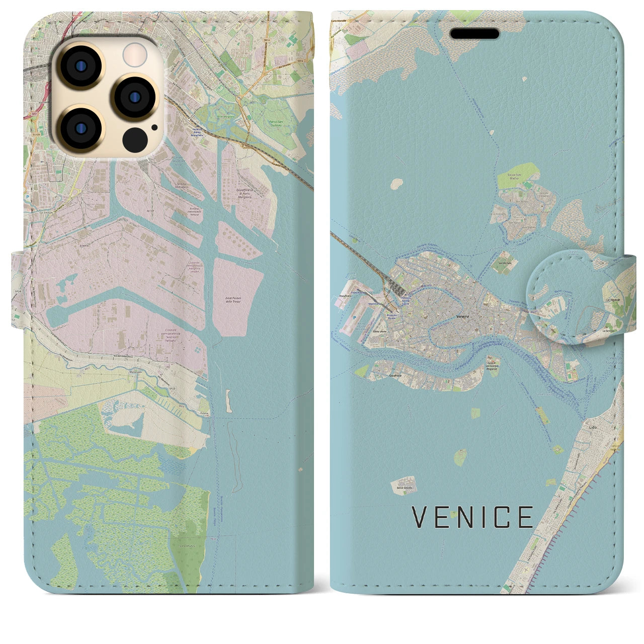 【ヴェネツィア2】地図柄iPhoneケース（手帳両面タイプ・ナチュラル）iPhone 12 Pro Max 用