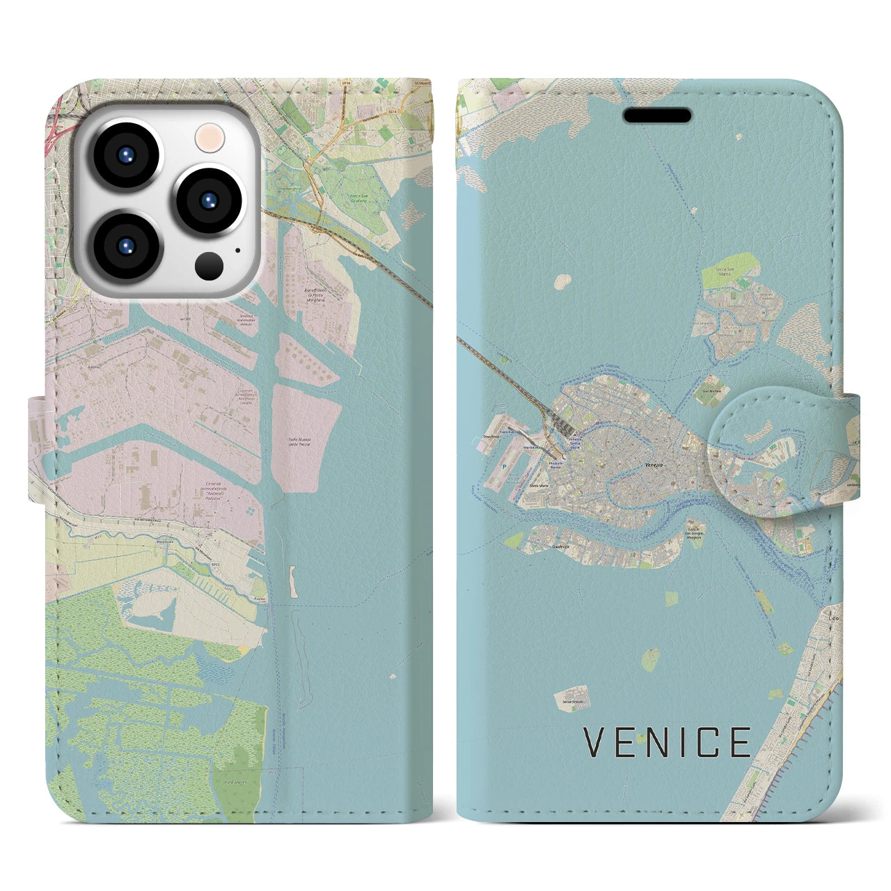 【ヴェネツィア2】地図柄iPhoneケース（手帳両面タイプ・ナチュラル）iPhone 13 Pro 用