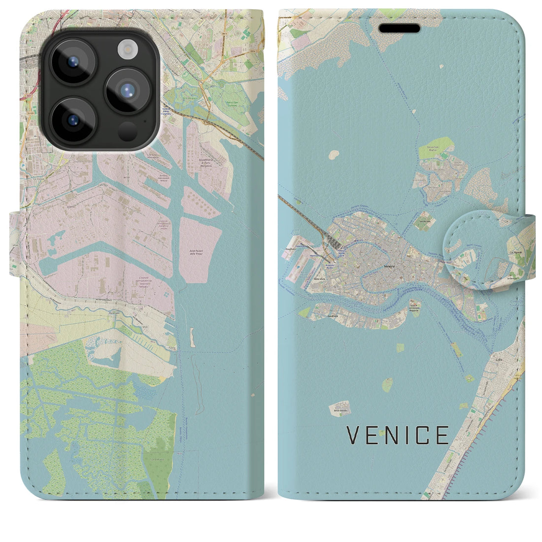 【ヴェネツィア2】地図柄iPhoneケース（手帳両面タイプ・ナチュラル）iPhone 15 Pro Max 用