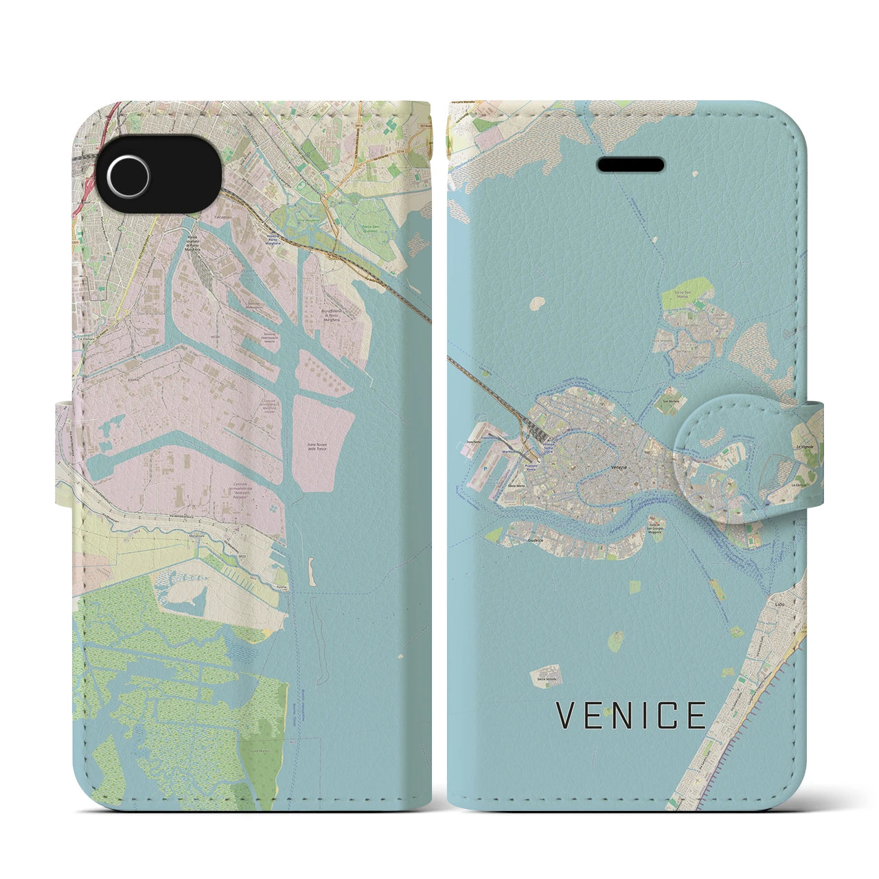 【ヴェネツィア2】地図柄iPhoneケース（手帳両面タイプ・ナチュラル）iPhone SE（第3 / 第2世代） / 8 / 7 / 6s / 6 用