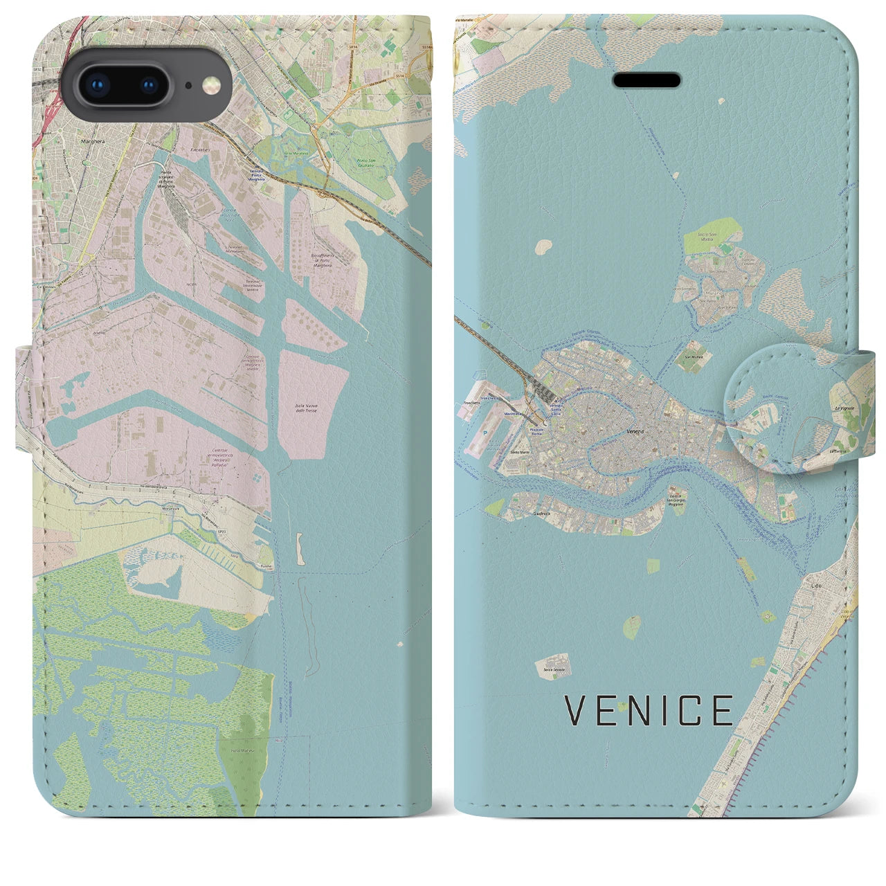 【ヴェネツィア2】地図柄iPhoneケース（手帳両面タイプ・ナチュラル）iPhone 8Plus /7Plus / 6sPlus / 6Plus 用