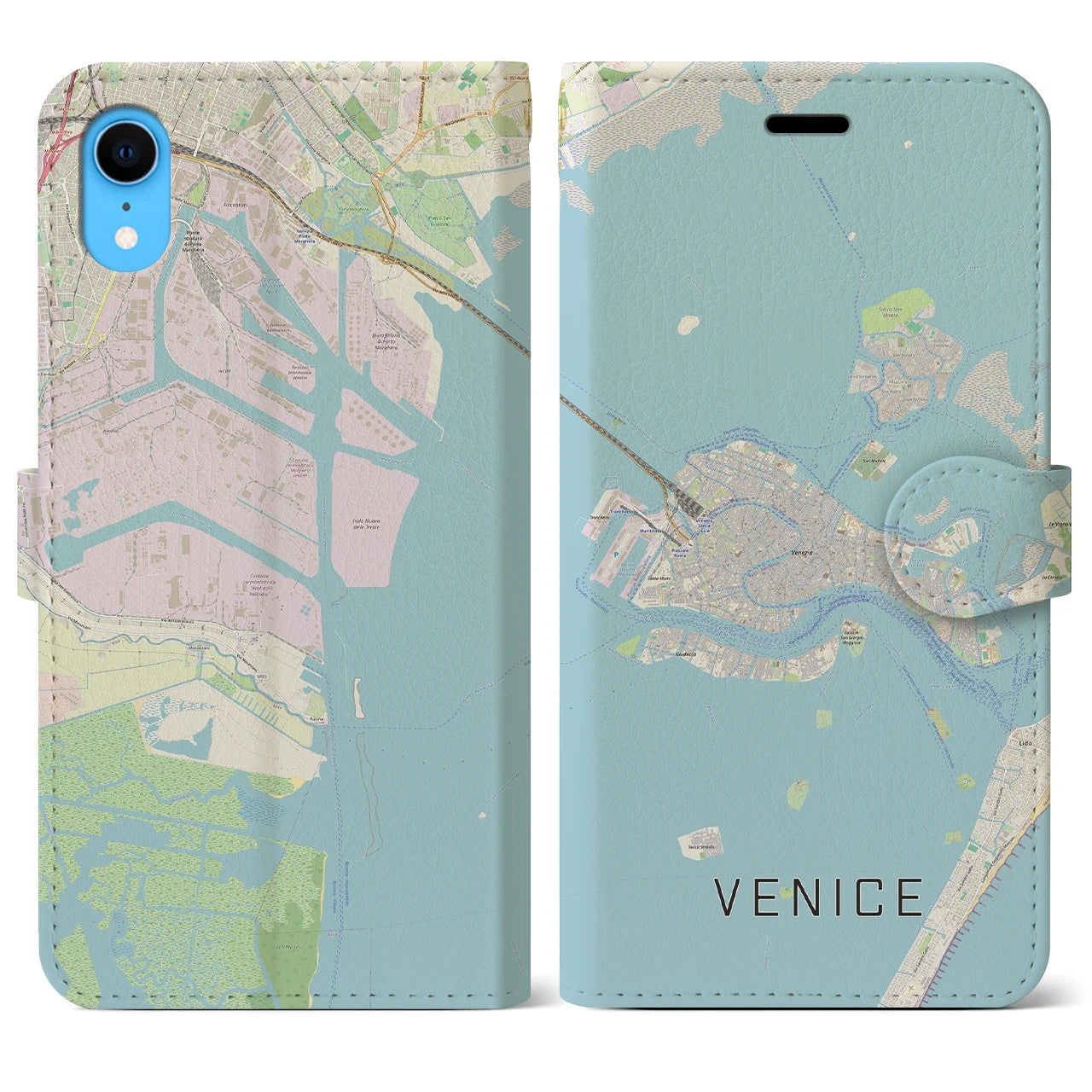 【ヴェネツィア2】地図柄iPhoneケース（手帳両面タイプ・ナチュラル）iPhone XR 用