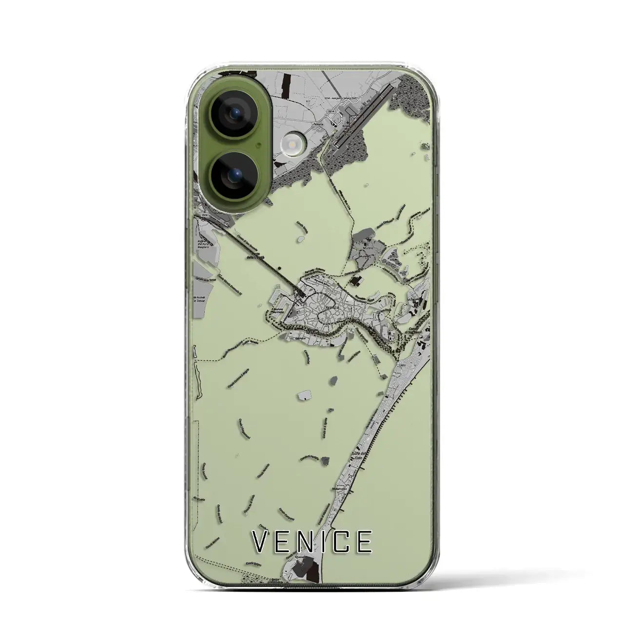 【ヴェネツィア（イタリア）】地図柄iPhoneケース（クリアタイプ）モノトーン・iPhone 17 Pro Max 用