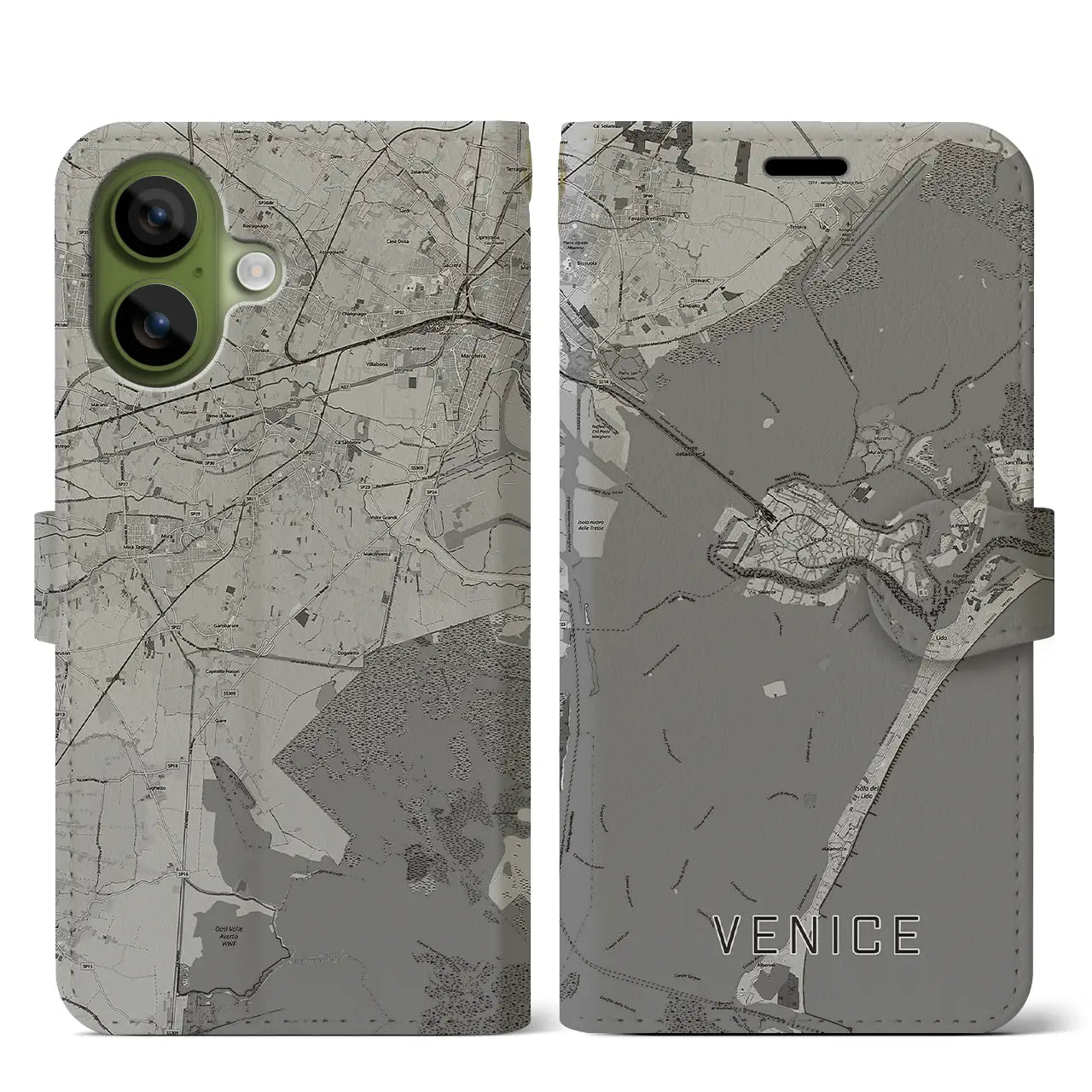 【ヴェネツィア（イタリア）】地図柄iPhoneケース（手帳タイプ）