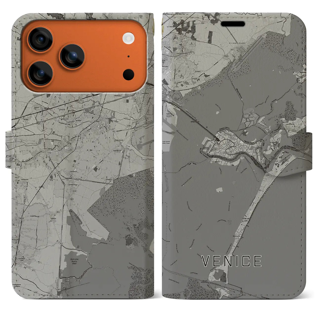 【ヴェネツィア（イタリア）】地図柄iPhoneケース（手帳タイプ）