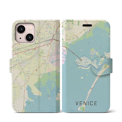 【ヴェネツィア（イタリア）】地図柄iPhoneケース（手帳タイプ）ナチュラル・iPhone 13 mini 用