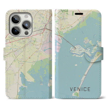 【ヴェネツィア（イタリア）】地図柄iPhoneケース（手帳タイプ）ナチュラル・iPhone 15 Pro 用
