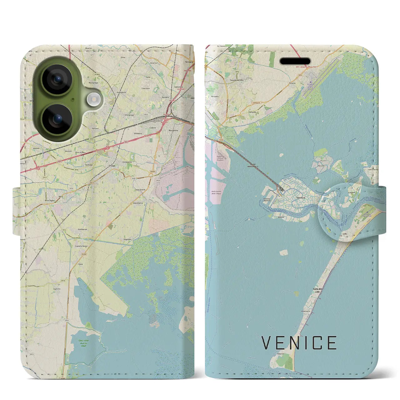 【ヴェネツィア（イタリア）】地図柄iPhoneケース（手帳タイプ）